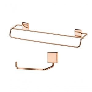 Kit Banheiro Lavabo 2 Peças Rosé Gold Future