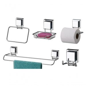 Kit Banheiro Inox Ventosa 5 Peças Future