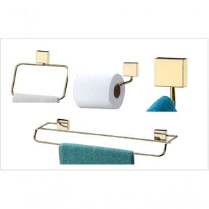 Kit Banheiro Lavabo 4 Peças Dourado Future