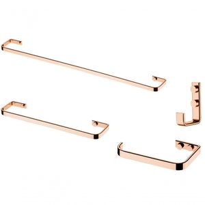 Acessorios Banheiro Rose Gold 4 Peças Future Cabide