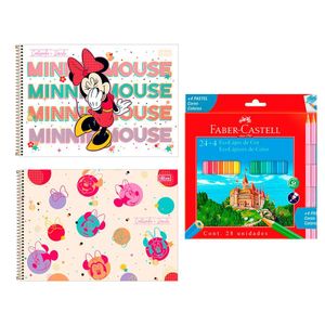 Kit Escolar Caderno D Desenho Lápis D Cor Tilibra Minnie Mou
