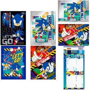 Kit Material Escolar Tilibra Sonic Cadernos Etiquetas Aulas