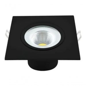 Kit 10 Spot Led 5w Quadrado Embutir Branco Frio 9x9cm Preto