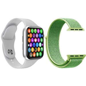 Kit 1 Smartwatch W34 S Branco + 1 Pulseira Extra Nylon Verde