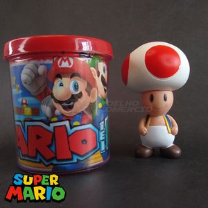 Kit Boneco Toad Cogumelo 10Cm + Caneca Super Mario 350Ml