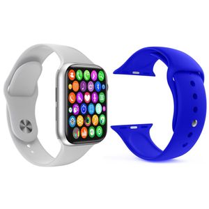 Kit 1 Smartwatch W34 S Branco + Pulseira Extra Azul Escuro