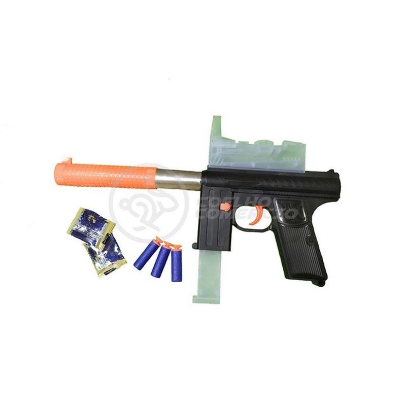 brinquedo infantil arma pistola lança dardo e bolinha de gel orbez