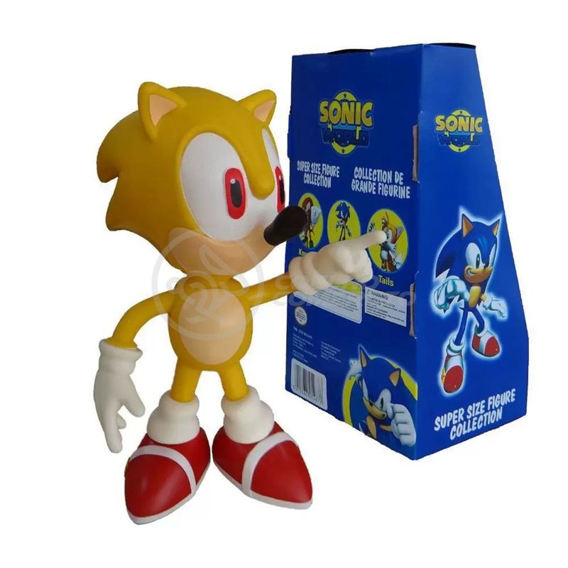 Boneco Sonic Preto Grande Super Size 23Cm - Sonic em Promoção na