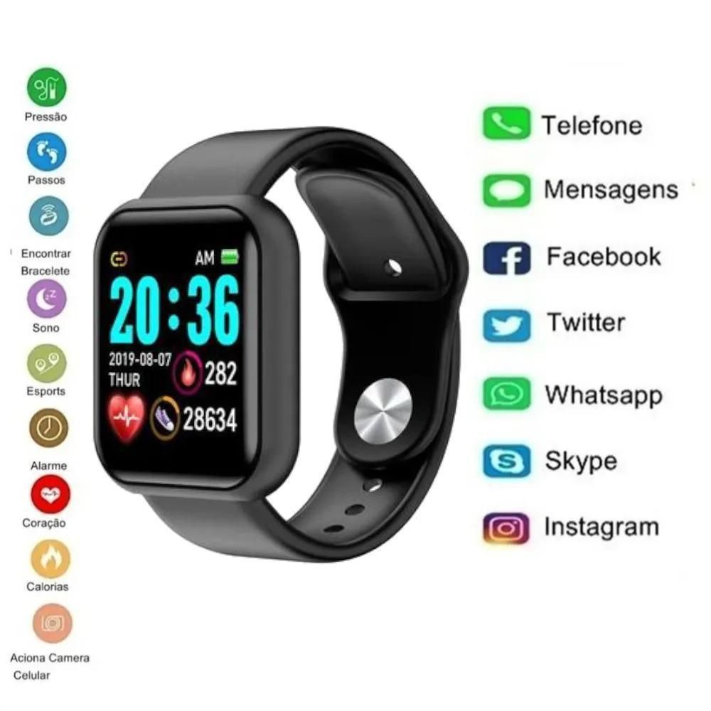 Relógio Smartwatch D20 Pulseira Inteligente Monitor Cardíaco Pressão  Arterial Cor: Preto - New info