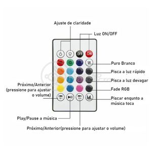 Lâmpada Led 12W E27 Rgb Colorida Com Caixa De Som