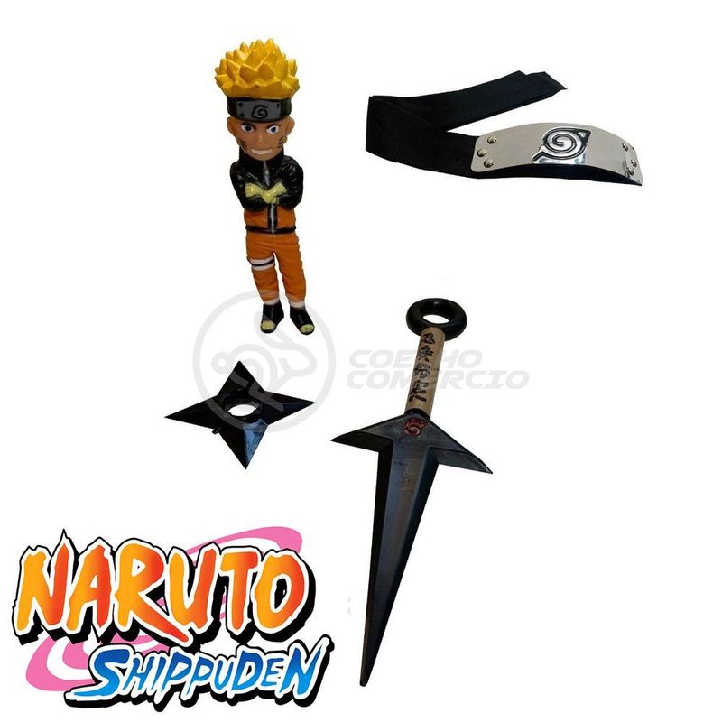 Kit Completo do Naruto / Boneco do Naruto/ Kunai/Shuriken/Bandana