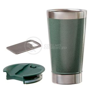 Copo Térmico Com Tampa E Abridor De Garrafa 473ml Verde