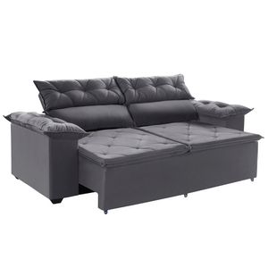 Sofá Retrátil E 150 Cm Com Molas Espirais Cinza