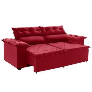 Sofá 150 Cm Com Molas Espirais Retrátil E Vermelho