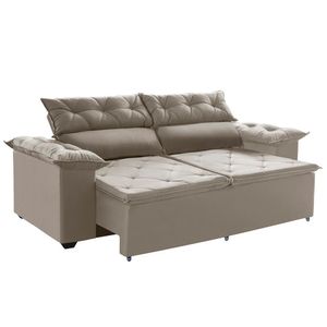 Sofá Compact 200cm E Molas Espirais Retrátil E Reclinável