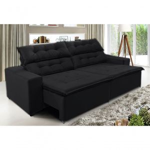 Sofá Concepit 210cm Retrátil Com Molas Preto