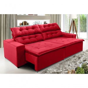 Sofá Concepit 200cm Retrátil Com Molas Vermelho