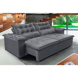 Sofá Top Veneza 225cm Retrátil E Reclinável Cinza - Ws