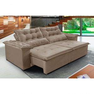Sofá Top Veneza 200cm Retrátil Com Molas Castor - Ws