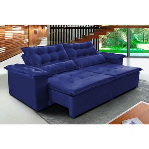 Sofá Top Veneza 220cm Retrátil Com Molas Azul - Ws