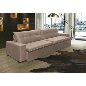 Sofá Retrátil E Reclinavel 252 Mts Com Molas Suede Castor