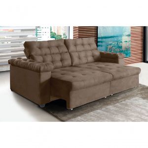 Sofá New Austrália 220cm Retratil Reclinavel Suede Castor