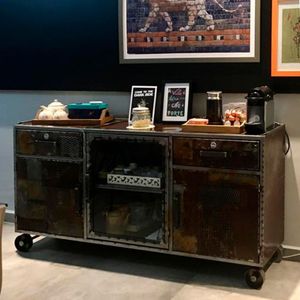 Buffet Aparador Bronx Glass Estilo Industrial Em Ferro 190cm
