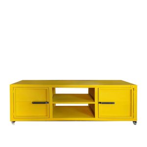 Rack para Tv Queens Estilo Industrial Em Ferro Amarelo 190cm