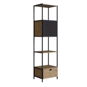 Estante York 180cm 1 Porta Estrutura Preto Fosco - Vermont