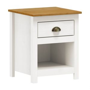 Mesa De Cabeceira Topázio 1 Gaveta Carvalho - Branco