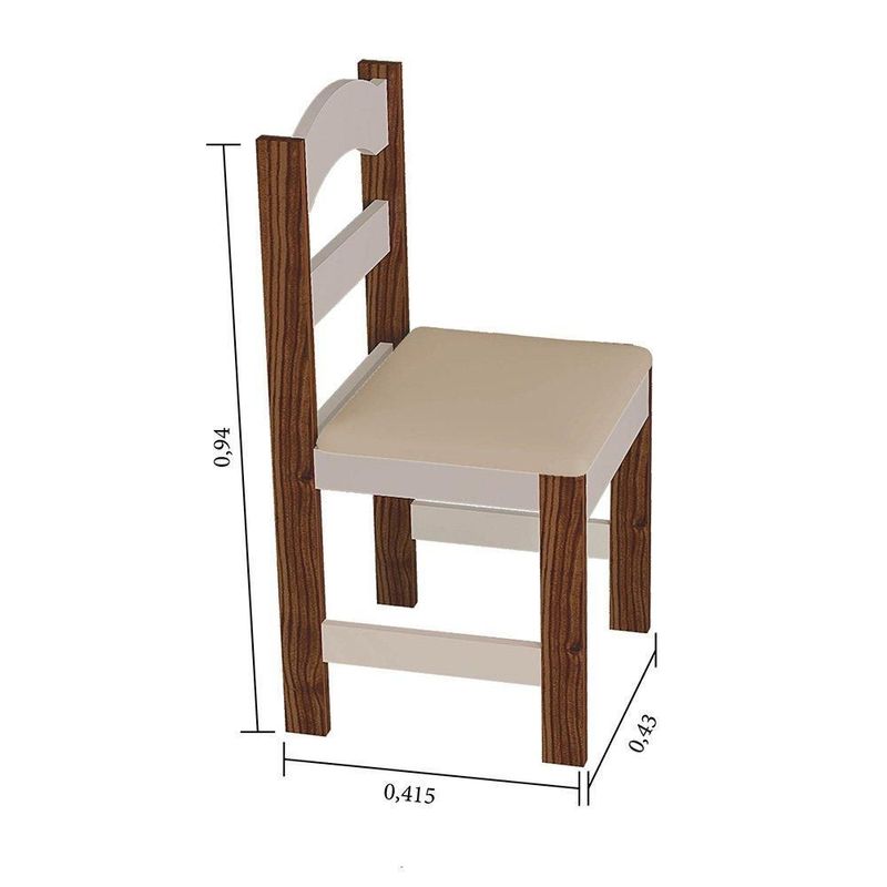 Conjunto de Mesa Com 4 Cadeiras Para Cozinha Tampo Retangular 1,06m Praiana  Araúna Off White e Bege