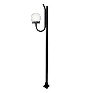 Poste Luminária Globo G Braço Curvo Cima Jardim Preto 200Cm