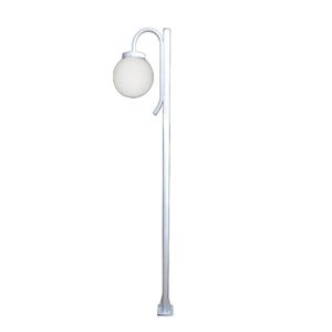 Poste Luminária Globo P Braço Curvo Baixo Jardim Branco 2Mt