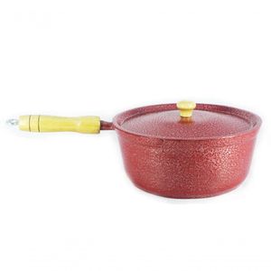 Caçarola De Alumínio Craqueada Cabo De Madeira Vermelha 26Cm