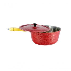 Caçarola Panela De Alumínio Cabo De Madeira 30Cm Vermelho