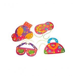 Brinquedo Pedagógico Alinhavos Objetos Peças Mdf 06 Unidade