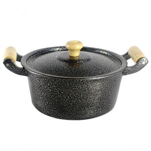 Caçarola Panela Reta Craqueada De Alumínio 40Cm Preto