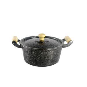 Caçarola Panela Reta Craqueada De Alumínio 34Cm Preto