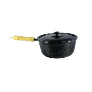 Caçarola De Alumínio Craqueada Cabo De Madeira 30Cm Preto