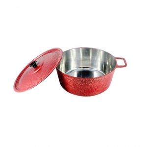 Caçarola Craqueada Alça Alumínio E Tampa 36Cm Vermelho