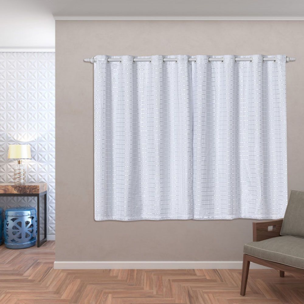 Cortina Blackout Pvc Com Tecido Voil Xadrez 2,80 M X 2,30 M - Preto - GRAN  MORATTA