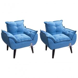 Kit 02 Poltrona Opala Azul Linho