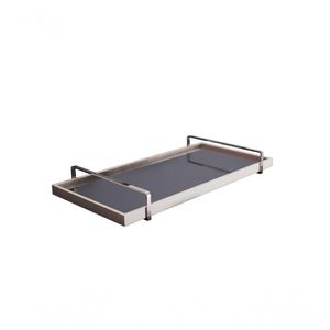 Bandeja Decorativa Espelhada Alça Cromada Cor:Off White