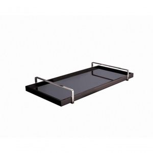 Bandeja Decorativa Espelhada Alça Cromada Cor:Preto