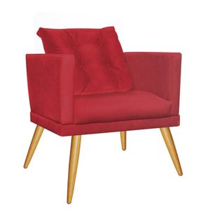 Kit 10 Poltrona Cadeira Kim Luxo Confort Com Almofada Solta Pé Rústico Corino Vermelho