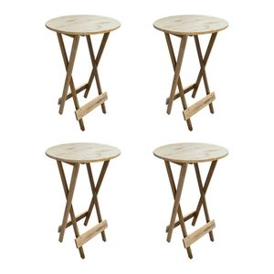 Kit 4 Mesas Bistrô De Madeira Dobrável Para Restaurante - Sem Pintura / Crua