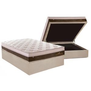 Cama Box Baú Casal: Colchão Molas Ensacadas Plumatex Personalle + Base Suede Clean(138X188)