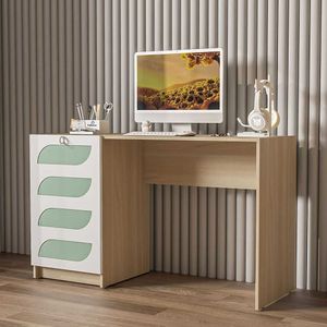 Mesa Escrivaninha Fox 1 Porta - Salinas/verde Bellagio/branco