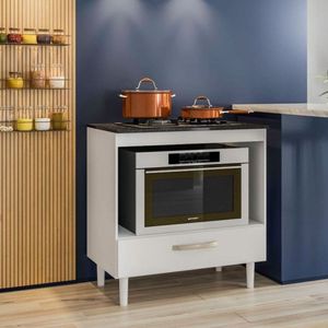 Balcao Para Cooktop 80 Branco/branco Nicioli