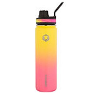 Garrafa Hydrotank Inox 650 Ml Amarelo E Pink Honolulu 24H Gelada E 12H Quente
